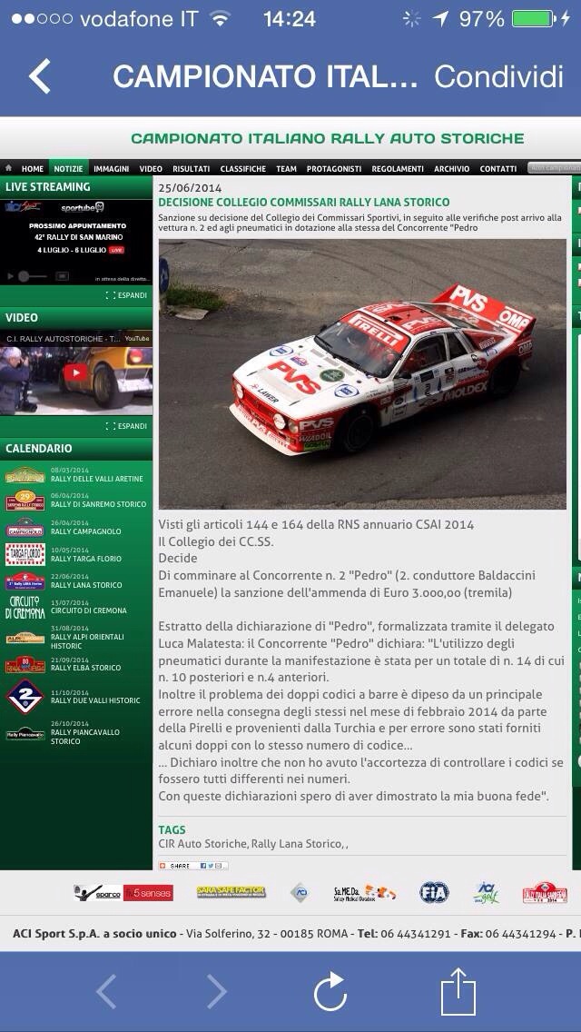 Scandalo Gomme al Rally della Lana