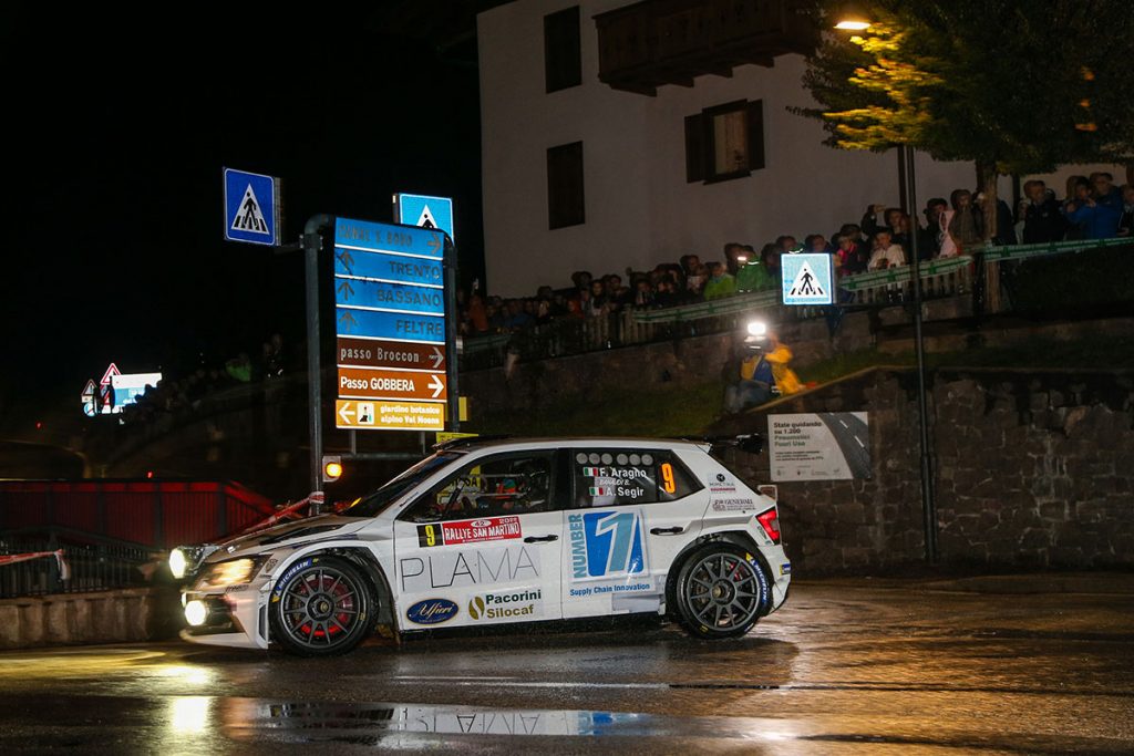 Aragno-Segir leader nella notte del Rallye San Martino di Castrozza