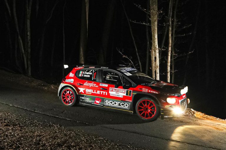Crugnola-Ometto chiudono al comando la prima giornata del Rallye Sanremo