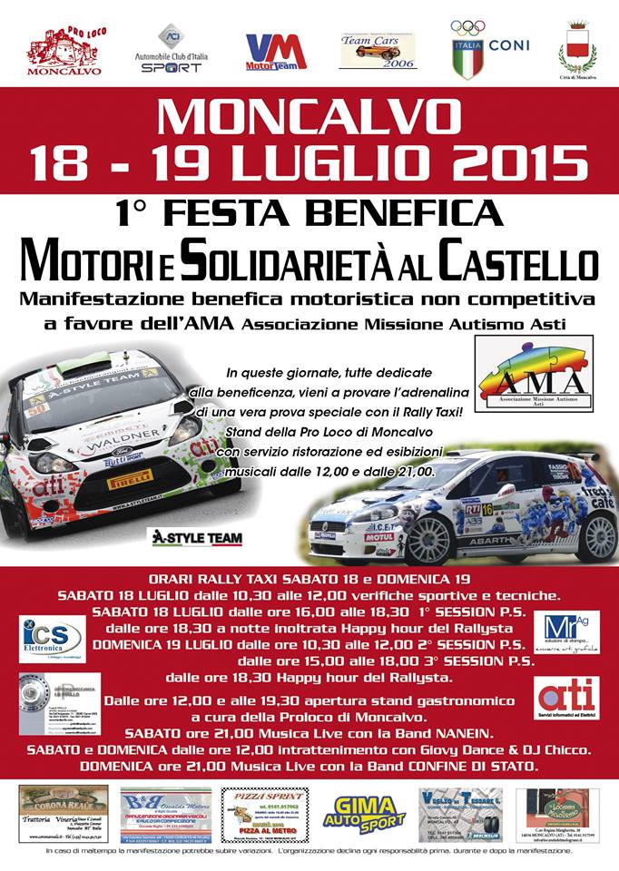 Weekend: Festa di motori e solidarietà nell’astigiano con il Rally Taxi