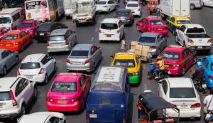 Un'intera via congestionata